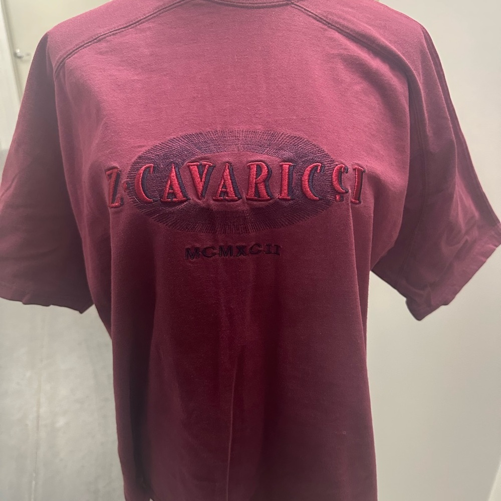 Z. Cavaricci Men's Maroon Short Sleeve Tee